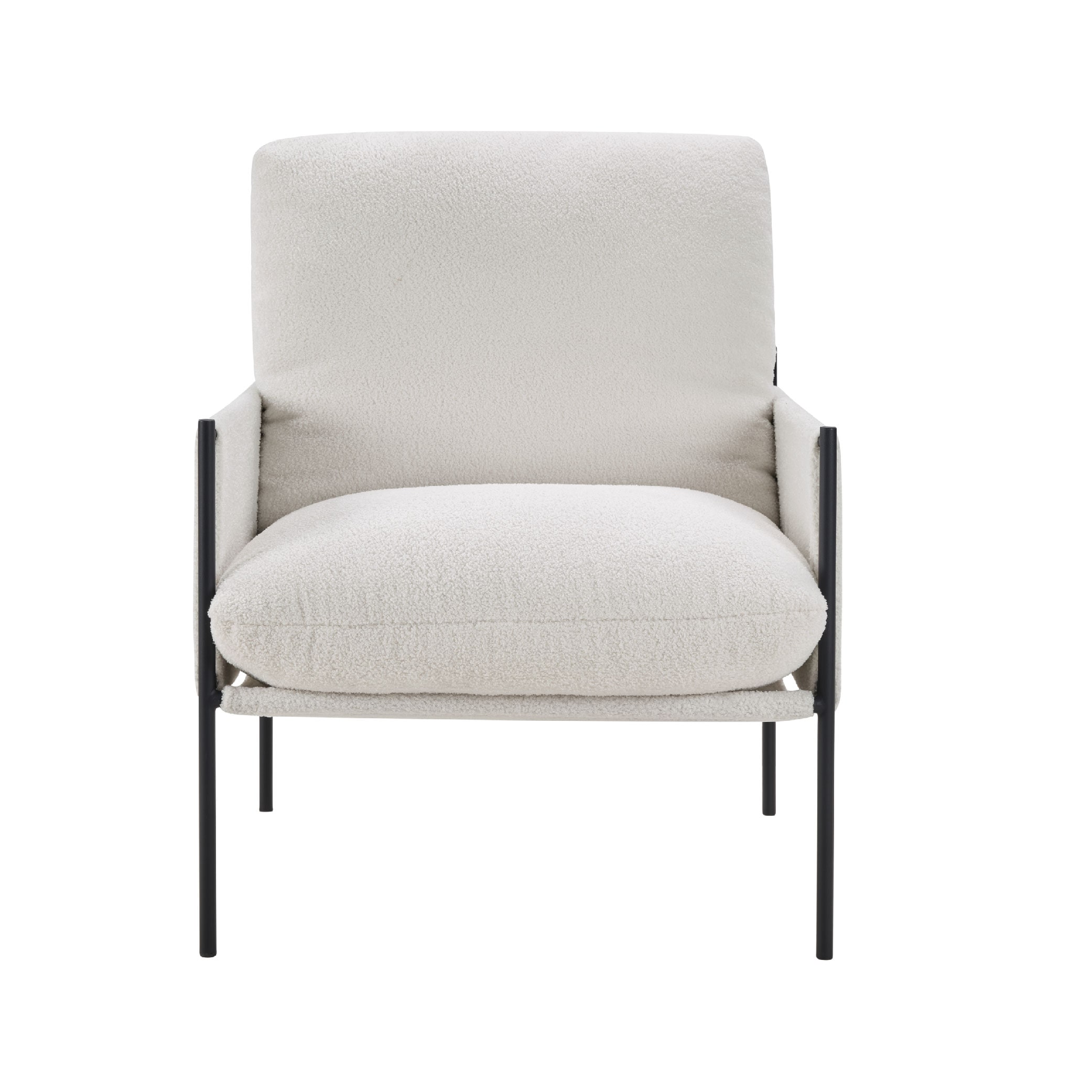 Modern Accent Chair, Comfy Chair With Removable Cushion, Vanity Chair With Wood Armrests For Living Room, Bedroom, White_voghion.com